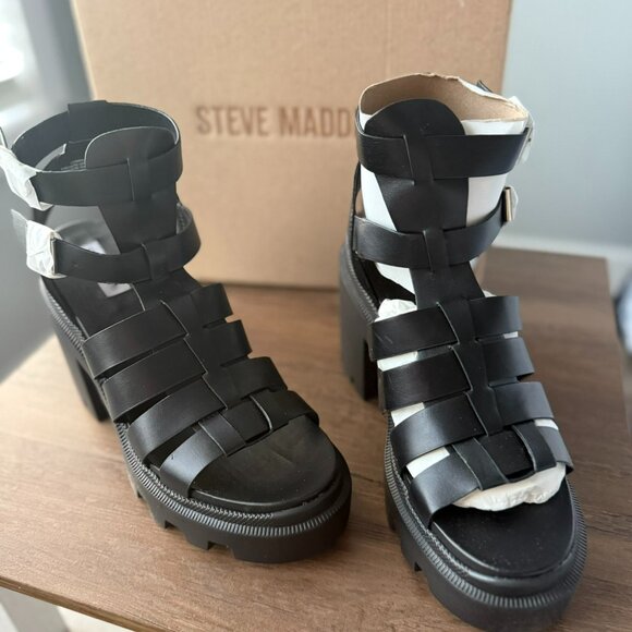 Steve Madden Cosmic Black Sandals - Size 10 - Picture 6 of 6